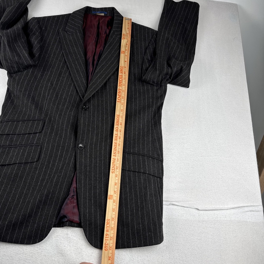 Banana Republic Wool Nylon Blend Chalkstripe Dark Gray Blazer 44R Peak Lapel - Picture 3 of 13